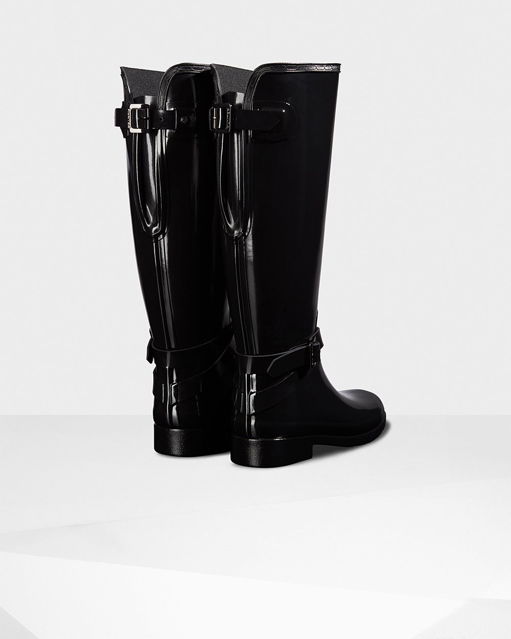 Womens Hunter Tall Rain Boots Black - Refined Adjustable Gloss - 2635804-DU